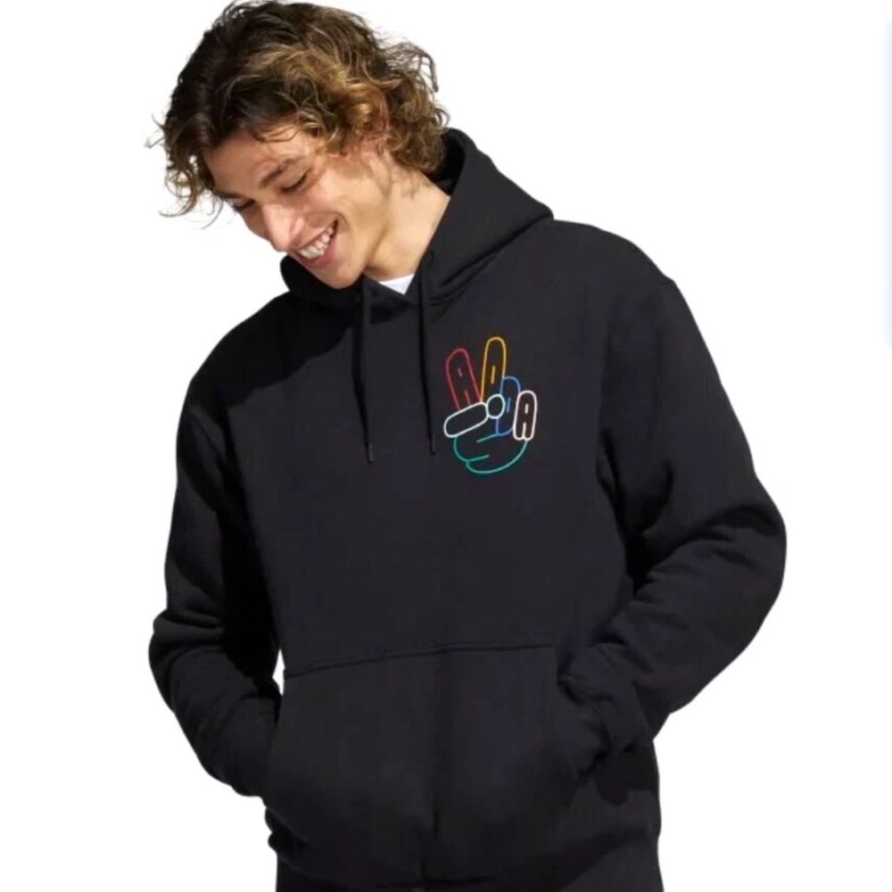 Adidas Originals Peace Sign Trefoil Hoodie Men’s Large Black